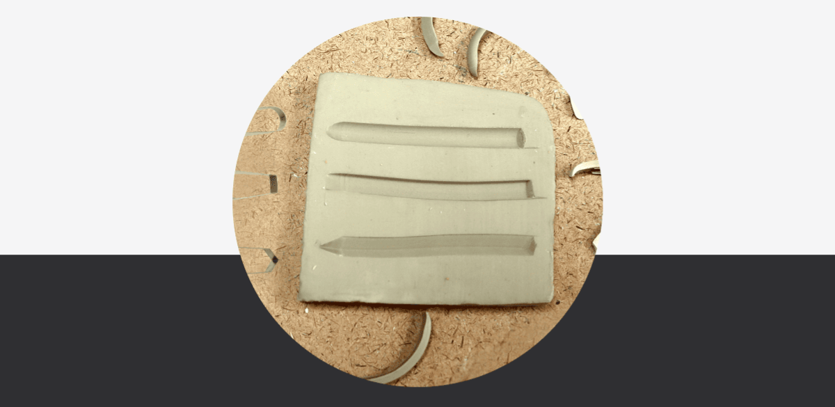 Piece of clay carved using the P9 tools. 