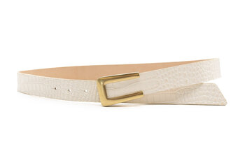 Livia Belt - Ivory Croc Embossed Leather