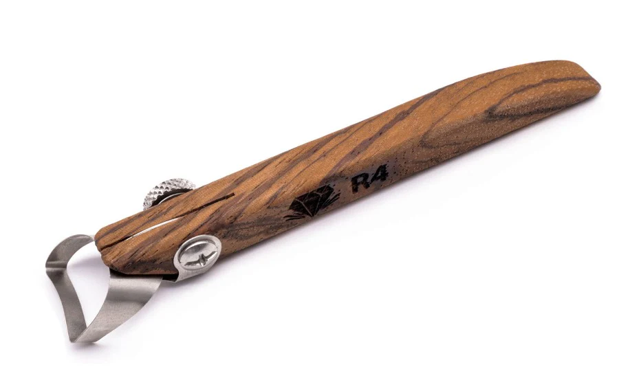 R4 Concave Handheld Clay Extruder - Stripped Wood