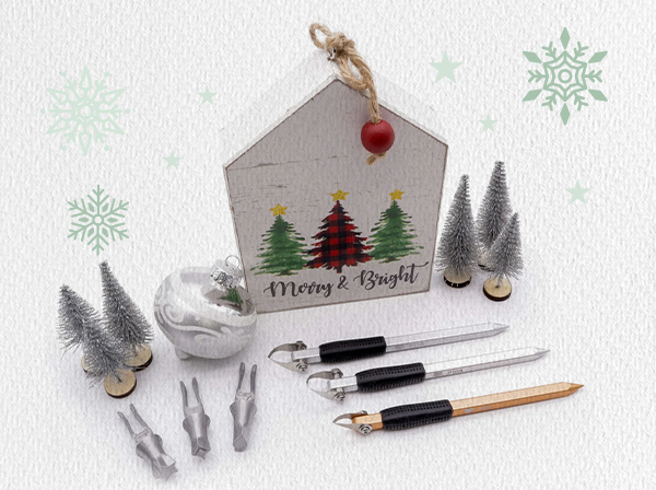 SET #2 - Carving & Stamp Set (3 Tools + Holiday Stamps)