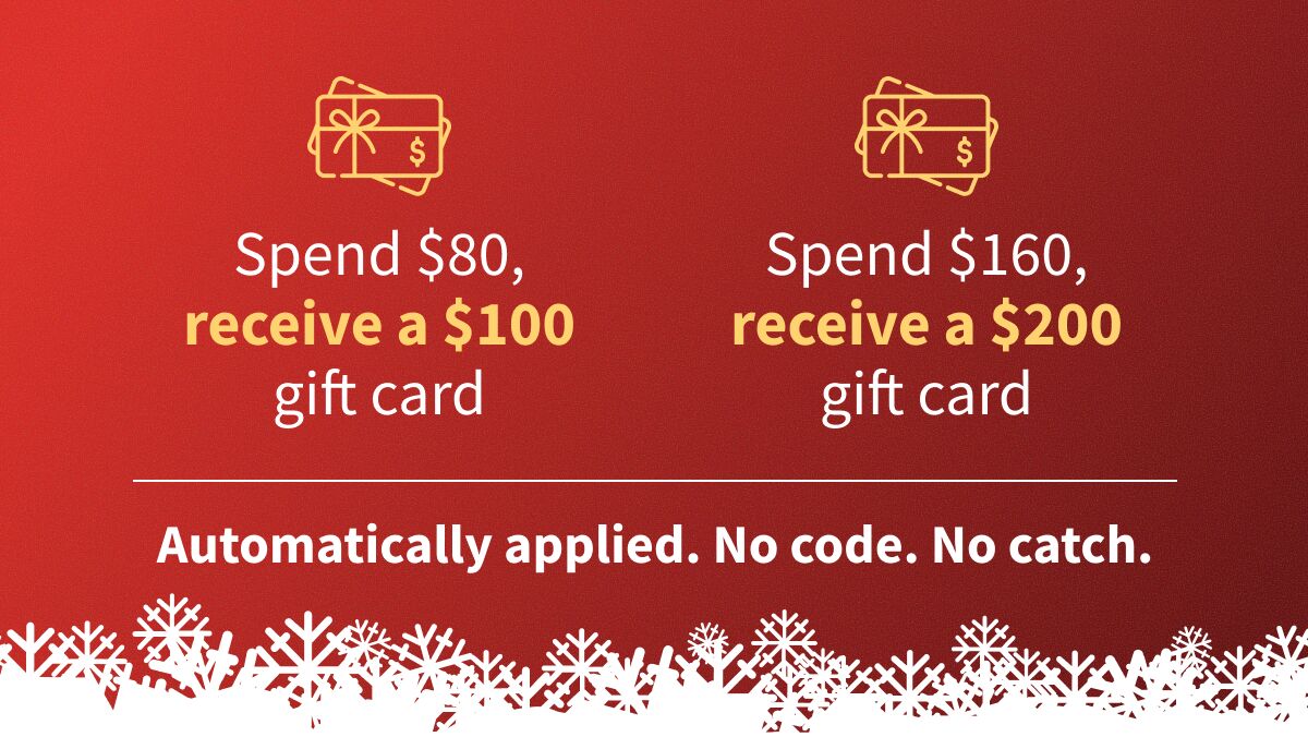 Spend $80 recieve a $100 gift card. No code needed.